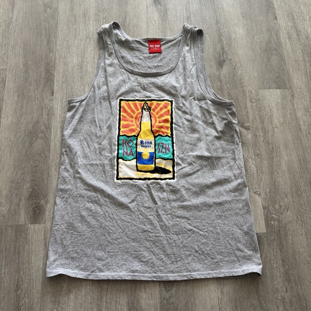 Full Send Rona Szn Tank Top Shirt Parody Corona Graphic Tee Nelk Sz Large Beer